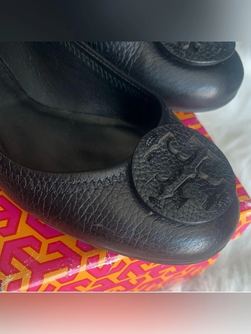 Tory Burch | Pebbled Black Leather Ballet Flats Shoes Slip On Women’s